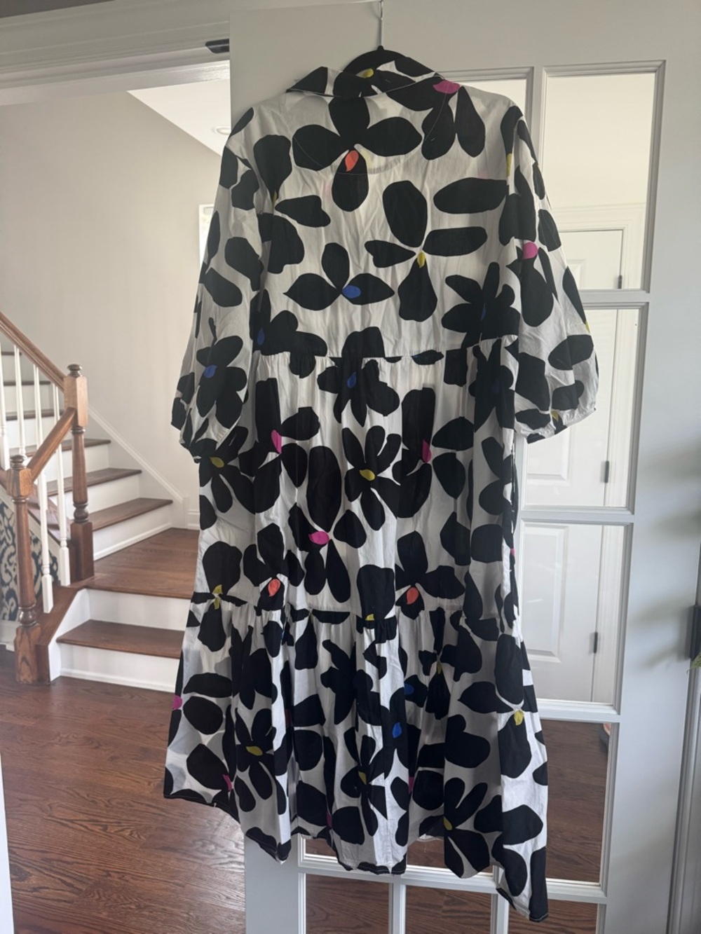 Anthropologie Black and White Floral Maxi Dress with Colorful Accents - Picture 8 of 9